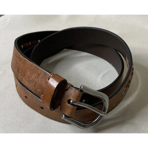 Dockers Leather Belt Grommets With‎ Braiding Distressed Brown 3525 XL READ Rodeo